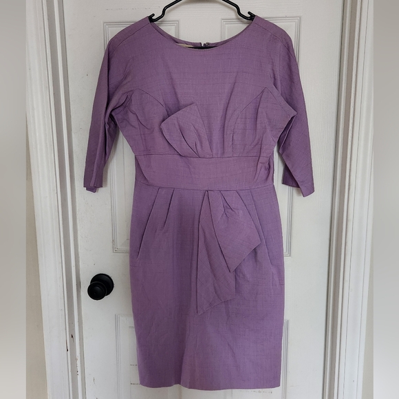 {Vintage} Lilac Pencil Skirt Dress - Picture 3 of 8